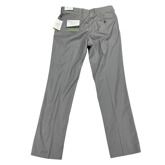 Perry Ellis Mens Slim Fit Non-Iron Stretch Heathered Dress Pants Gray 32x32 - Picture 2 of 4